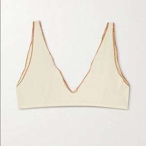 BASERANGE + NET SUSTAIN Pam ribbed organic cotton-blend soft-cup bra, L, Beige